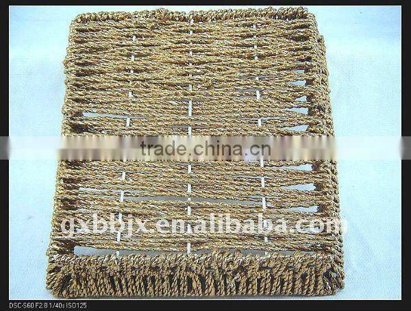 Square gold paper rope woven storage capsule holder