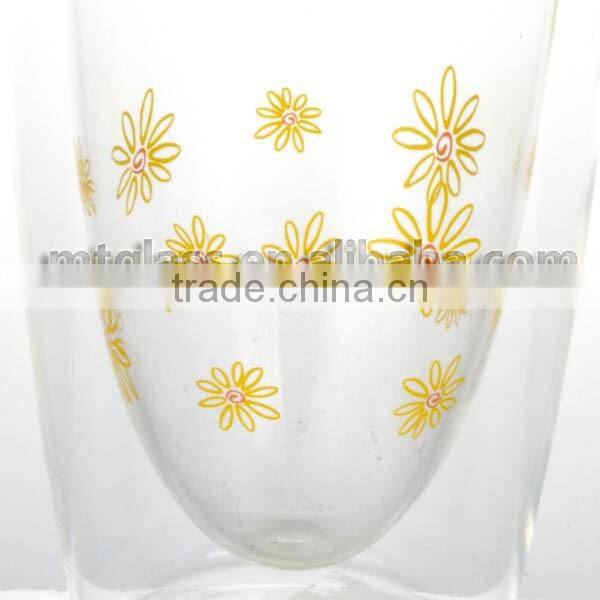 clear dubble wall wine drinking glass beer glass tall cup with logo
