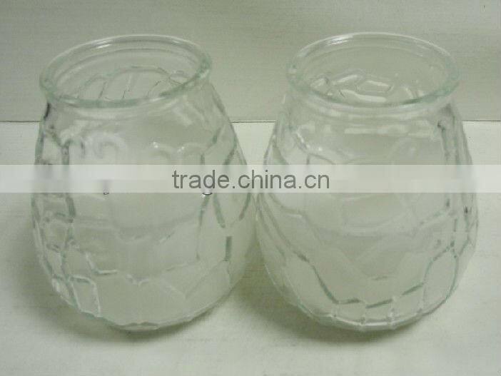 colorful decorative glass scented candle jar with metal handle