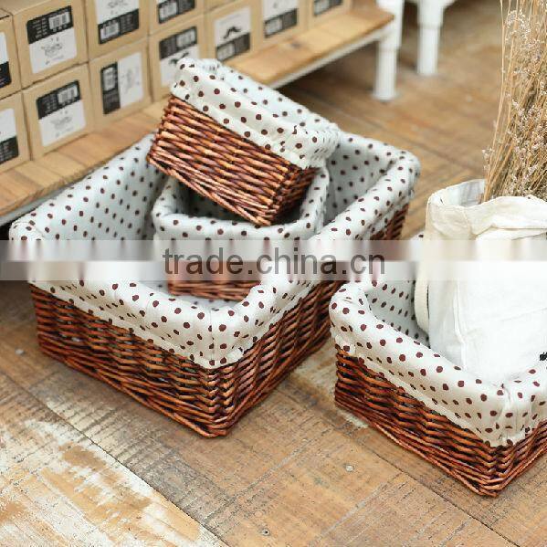 factory supply hand-made square wicker basket