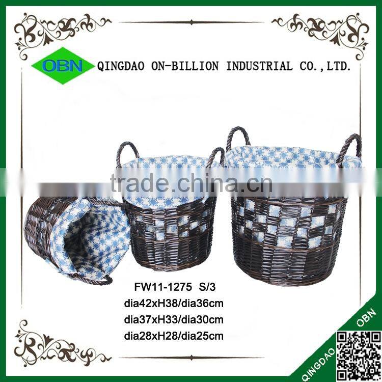 High quality hand knitting black wicker laundry basket