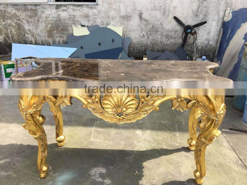 Baroque Style Living Room Furniture Console Desk With Marble Top