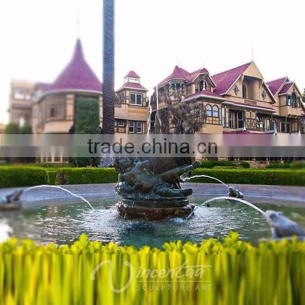 outdoor garden decoration metal craft bronze cherub fountain