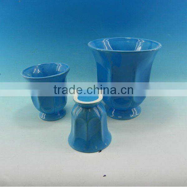 3pcs Blue color Ceramic garden planter pot