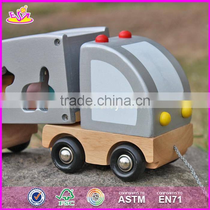 2017 new design educational toy blocks car kids wooden pull along toys W05C081