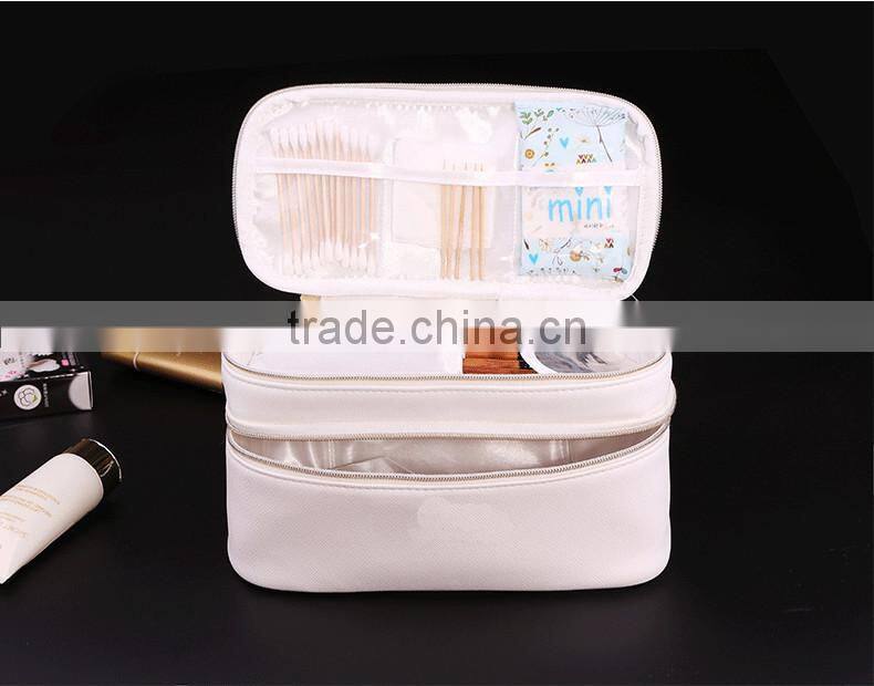 Luxury PU leather 2-layer cosmetic bag case