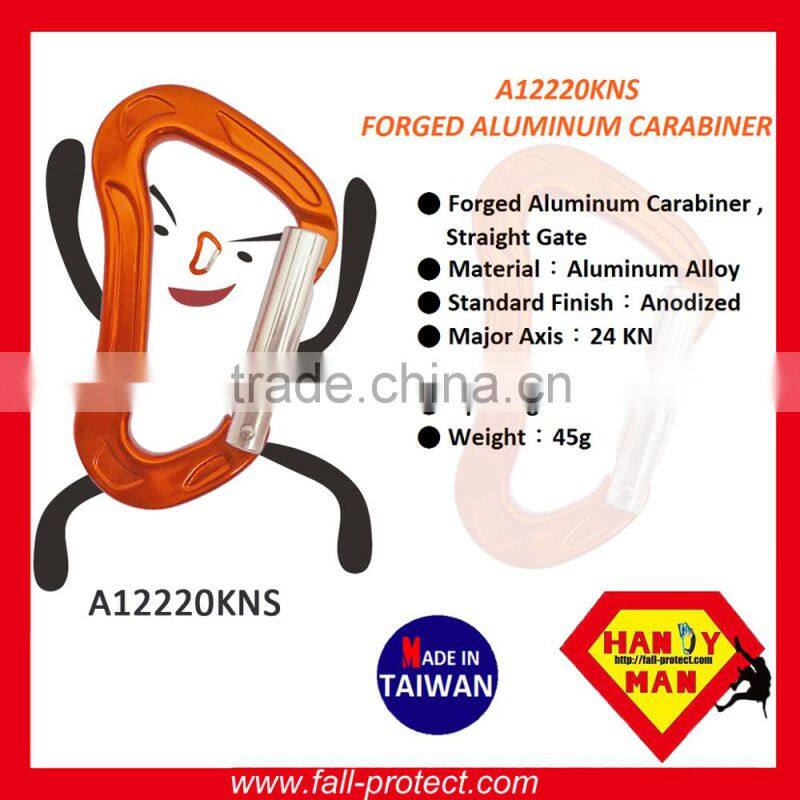 B Type Straight Gate 24KN Aluminum Carabiner For Mountain Climbing