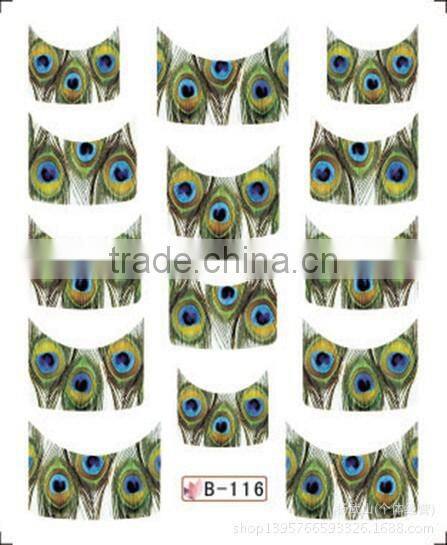 French half watermark fiower painting nails stick ,DIY Fashion Nail art