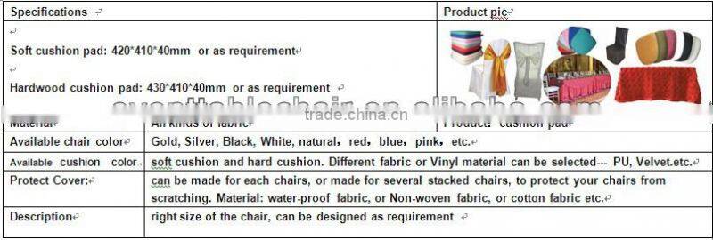 hardwood cushion pad for banquet chair, for the chiavari chair, for the tiffany chair and so on