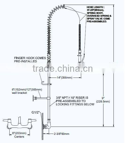 2016 Chrome Commercial Style Pot Filler Kitchen Faucet with Rre Rinse Spray