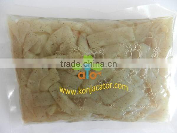 Vegan food diet precooked konnyaku/konjac shirataki pasta with seaweed