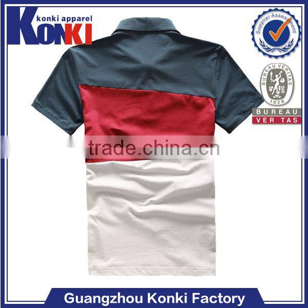 three color striped body fit short sleeve polo neck t-shirt