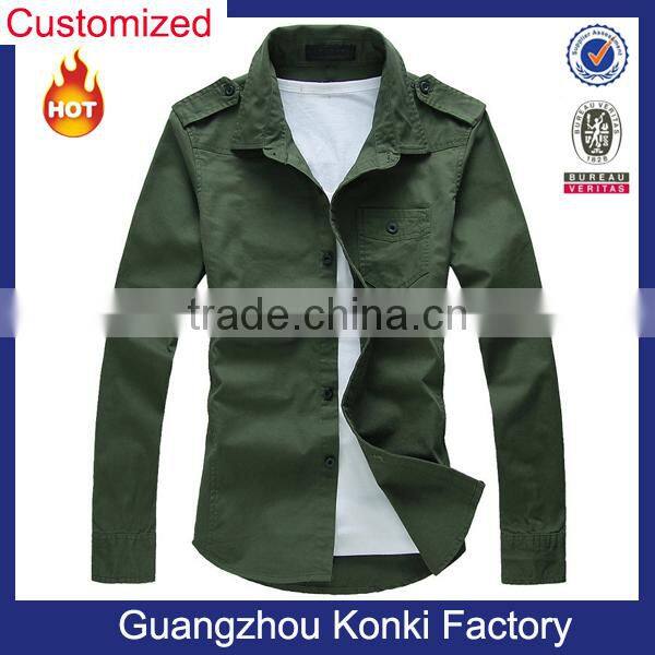 Custom mens open casual shirt with epaulets