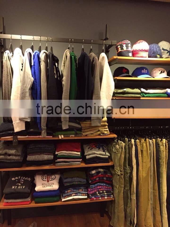 metal black powder coated clothingshop display rack wall mounted