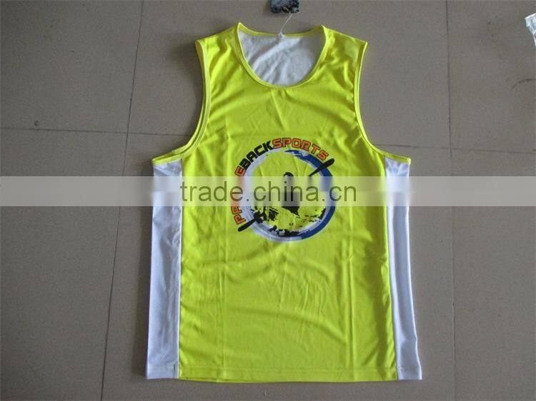Quick dry fit running singlet with sublimated printing, running tanks for mens and ladies