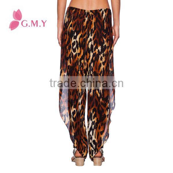 Chiffon pants for women specil cutting with fork at side elastic waist Bohemian style clothing bulk production