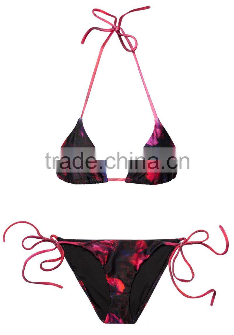 ladies fashion halter and dark color print biniki