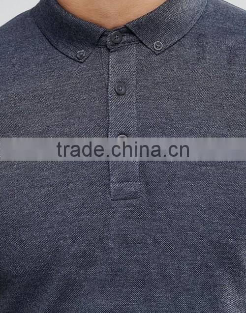 Stylish men button down collar pique fabric polo t shirt custom