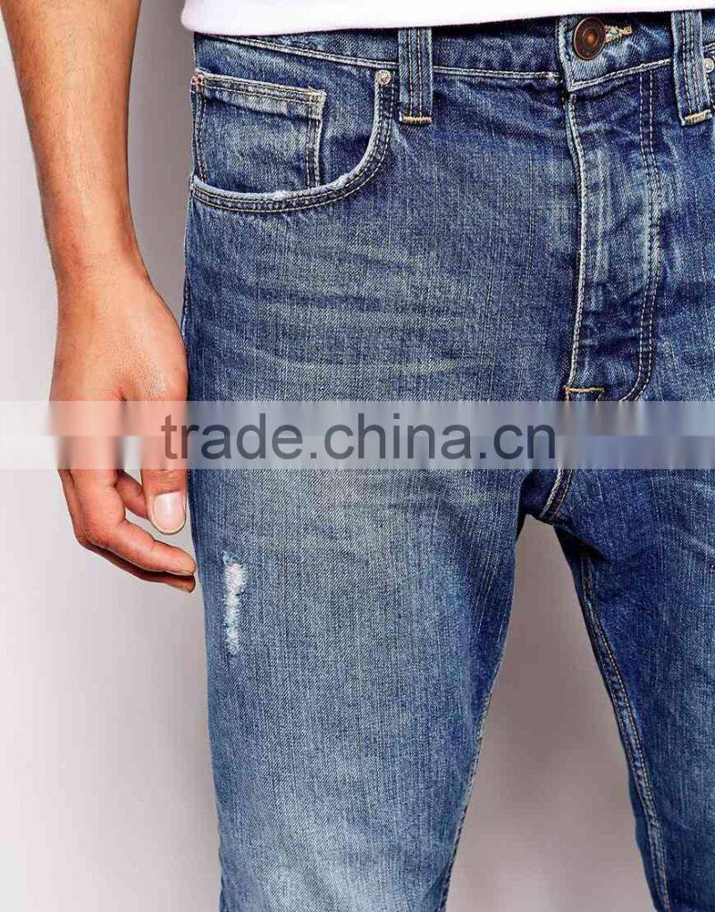 Custom high quality mens ripped jeans
