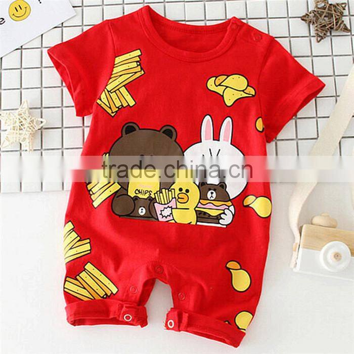 SR-313B high quality unisex baby clothes bear white rabbit pattern pajamas cotton romper