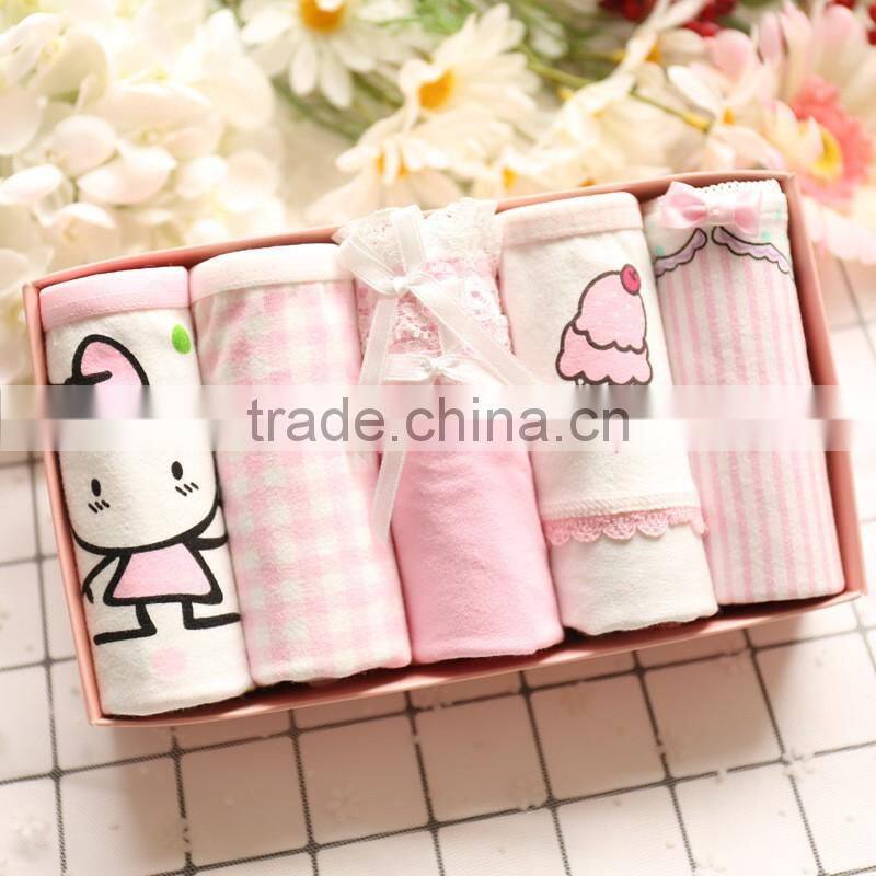 Women's underwear Cartoon panties Cute pink knickers Comfortable cotton briefs
