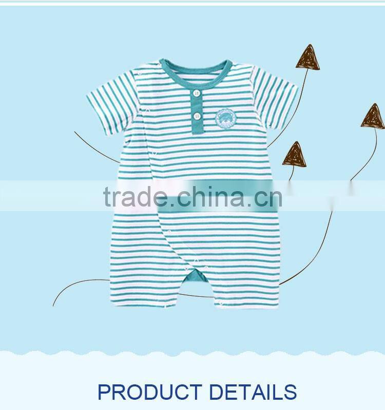 100% cotton stripe short sleeve baby boy onesie romper
