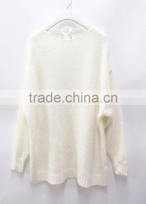 Runwaylover New Design 2017 Ladies Fashion Backless Wool Pullover Sweaters