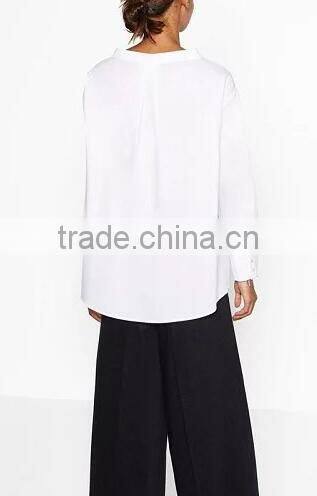 Runwaylover EY2345B Ladies Stand Collar Fashion Pure Color Blouse