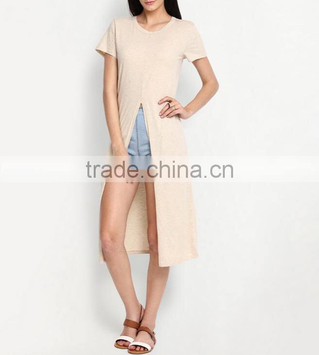 Women blank cotton longline design t shirt