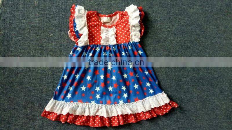 baby summer fall dress star printing girl clothes child wholesale boutique clothing with lace
