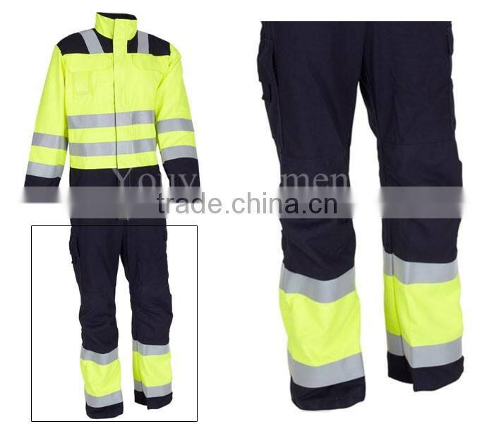2 tone hi visibility taped antistatic workwear coverall