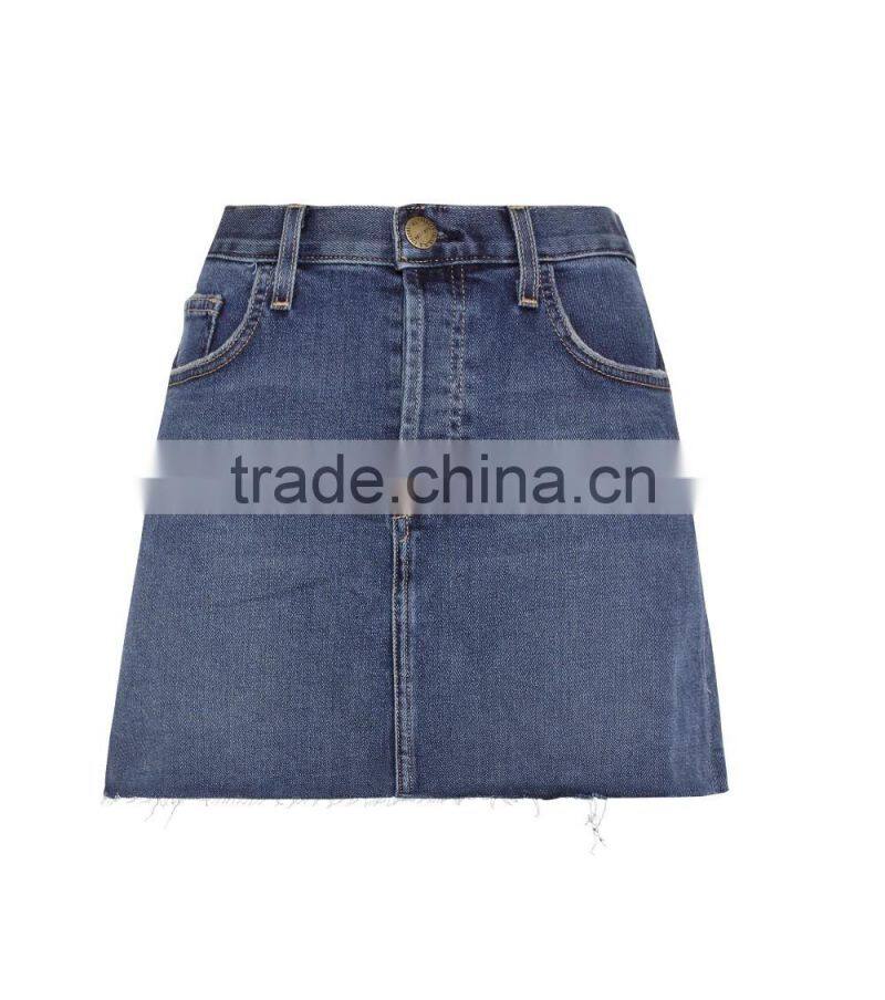 2017 fashion custom high waisted girls sexy Floral Embroidered denim mini skirt Casual Fit Latest women jeans skirt