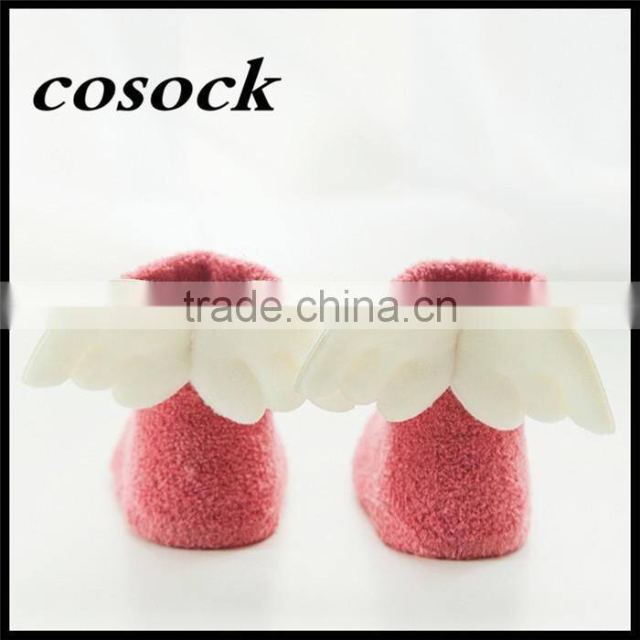 Rainbow color baby clothes little angel fuzzy non-slip socks for newborn infant