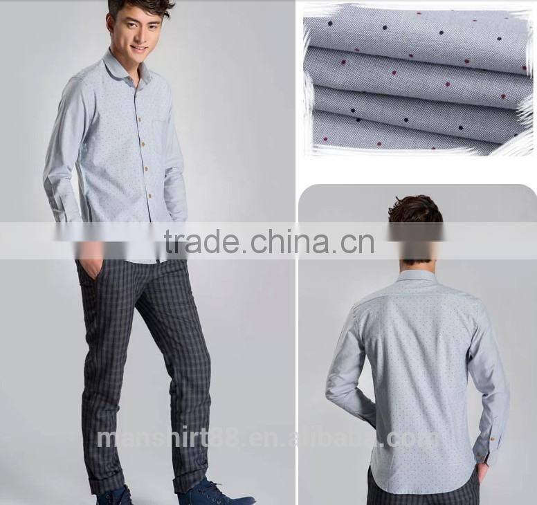 latest fashion design long sleeve baby collar printed oxford shirt