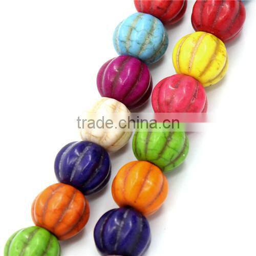 (Grade B) Synthetic Mixed Halloween Pumpkin Turquoise Beads