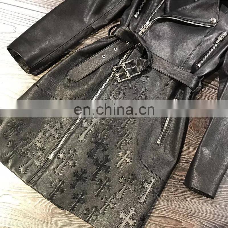 Wholesale New Product Sheep Skin Leather Coats Fashion Genuine Long Leather Coat