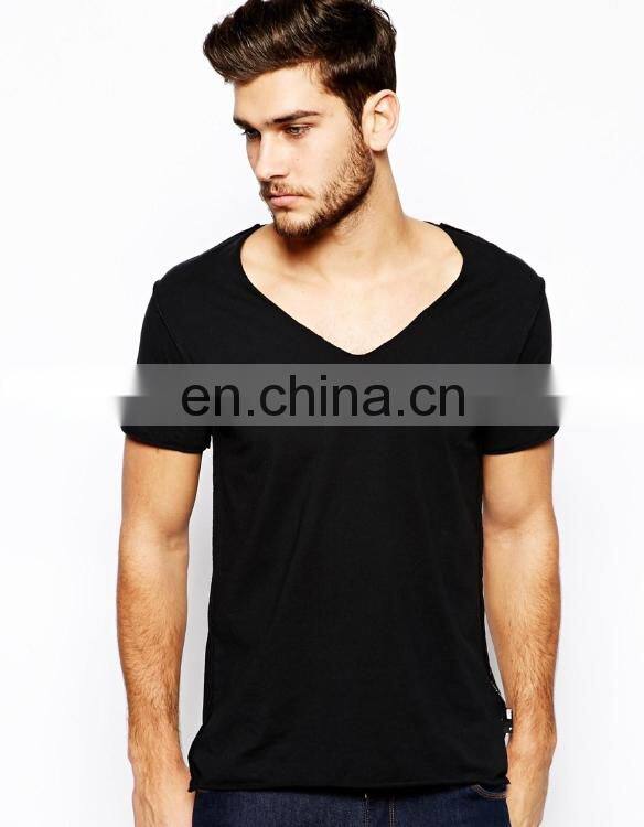 wholesale fashion v-neckline short sleeve mens t shirt OEM t shirt from garment factory t shirt for men