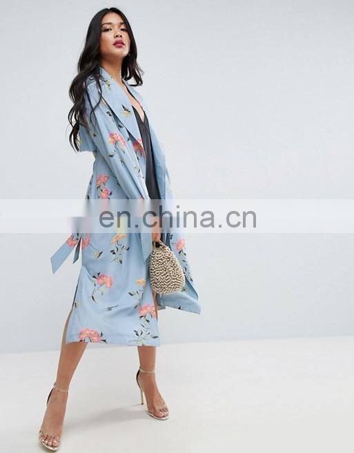 Wholesale New Fashion Autumn Printing Back Side Vent Bulk Ladies long Wind Coat