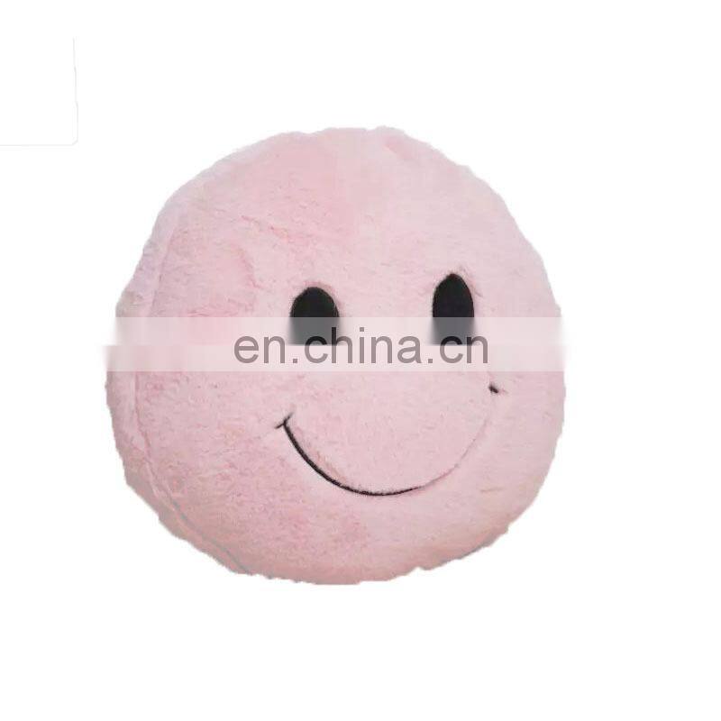 Hot Selling Super Soft Fluffy Round Shape Plush Pillows Winter Warm Smile Face Emoji Cushion