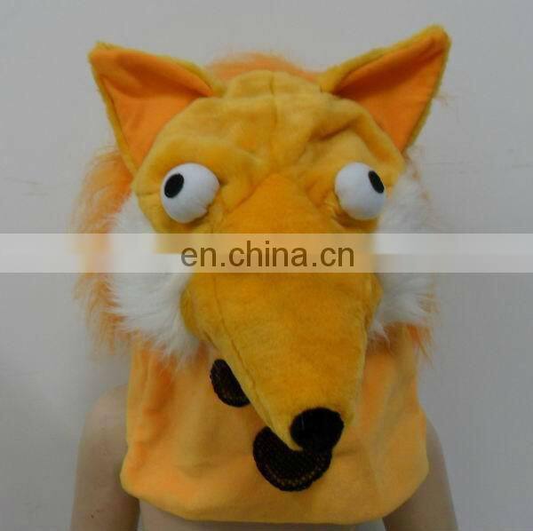 plush orange fox animal head masks for party,animal Halloween mask with awesome eyes and mesh design for kids