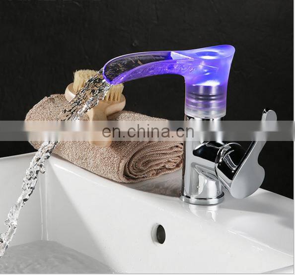 Modern Design LED Bathroom Waterfall Basin Faucet Single Handle basin mixer tap