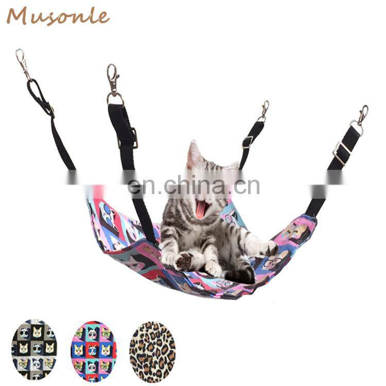 Indoor canvas fabric pet hanging cat hammock bed for cage