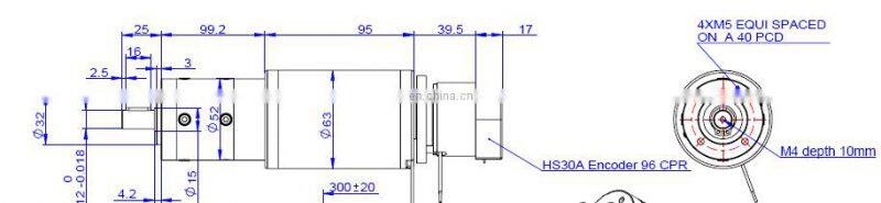 63mm high torque low rpm electric dc planetary gear motor with power off brake and optical encoder