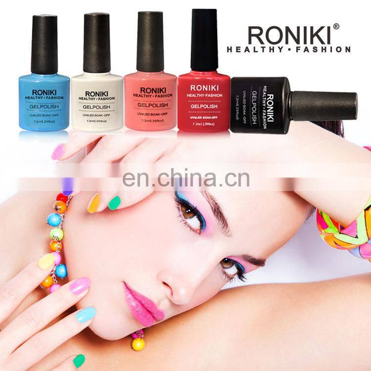 RONIKI Factory OEM Custom Bottles DIY Private Label Led Gel Polish Curing UV lamp Nails Gel Polish 7.3ml 10ml 15ml