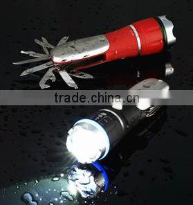 LED High power Zoom Adjustable Flashlight with Car Safety Tool