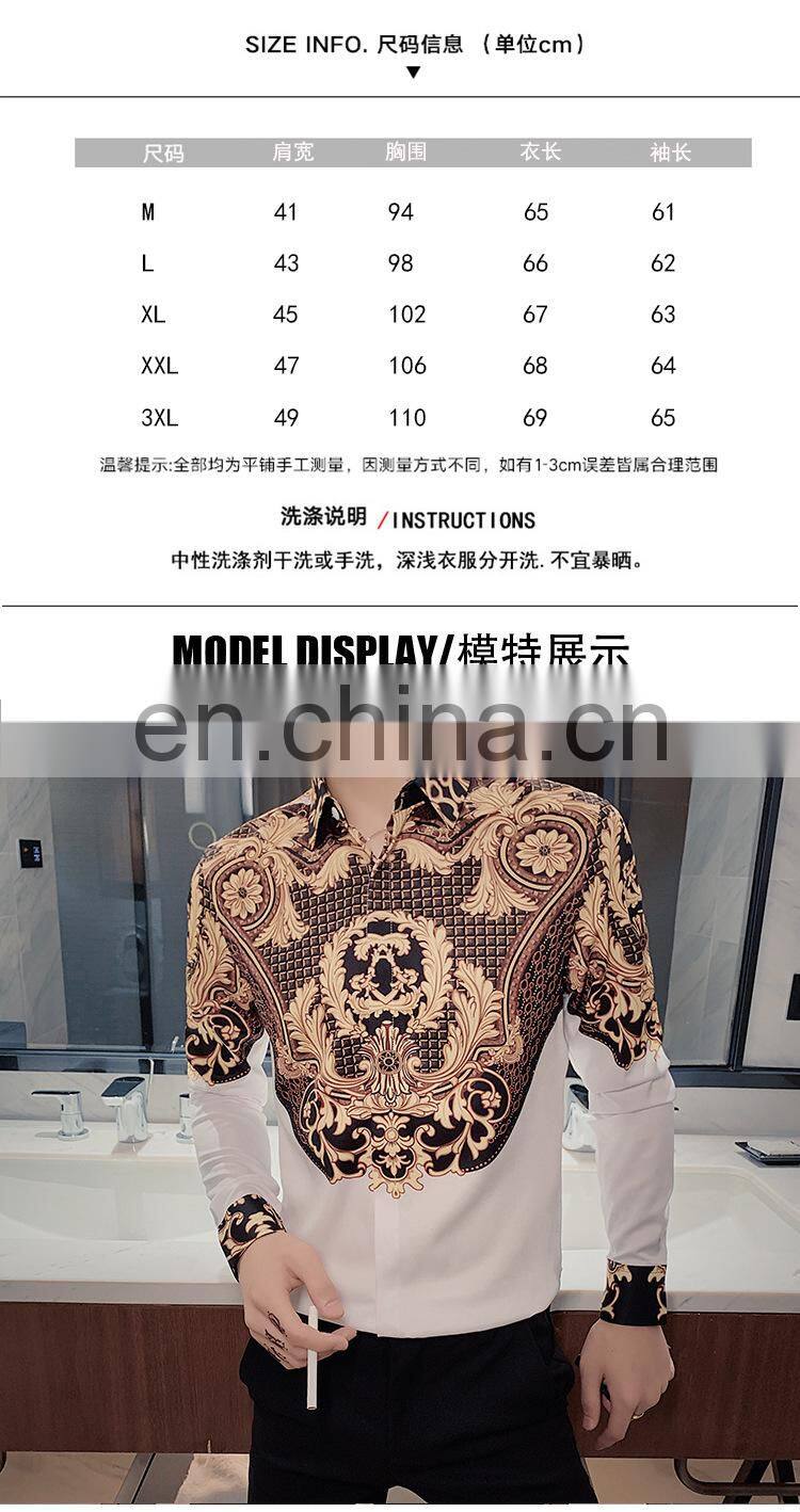 Clothing manufacturers wholesale men's new casual 3D printing cardigan personality long-sleeved lapel shirt