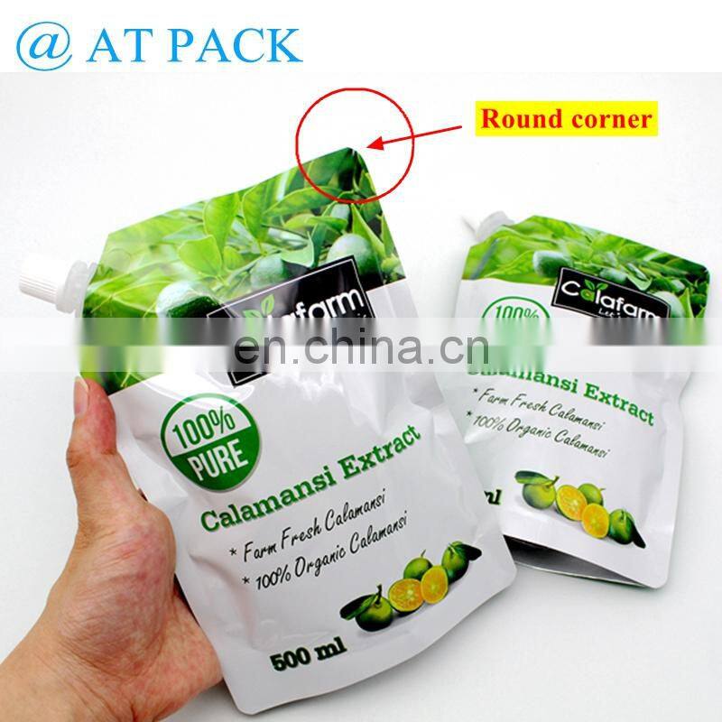 Custom printed stand up pouch BPA free food spout pouches with childproof cap