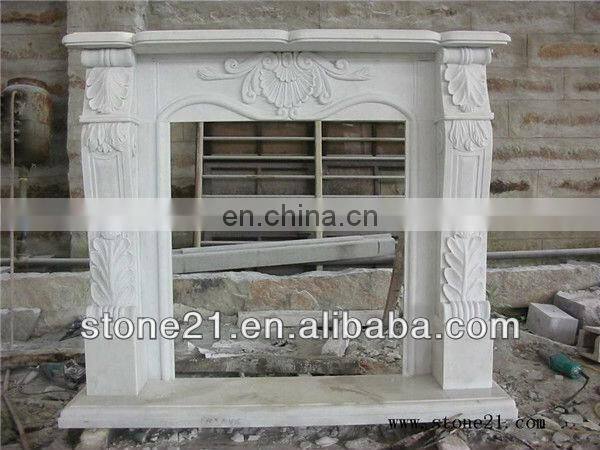Decorative stone fireplace mantel