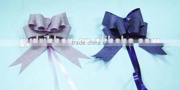 double gold-lines poly ribbon pull bow for decorative birthday flower or gift packaging