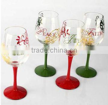 CE/EU/FDA/SGS/LFGB HIGH QUALITY BLACK AND WHITE WINE GLASS ,HAND PAINTED WINE GLASS